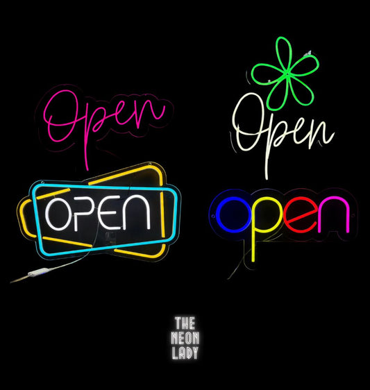Pre Made Open Neon Signs for Sunshine Coast Businesses | The Neon Lady
