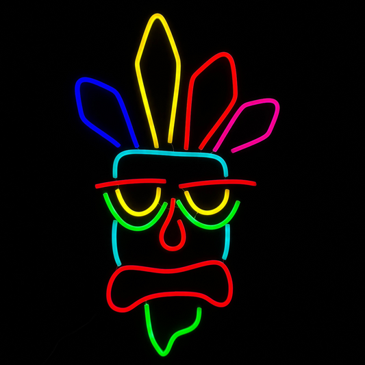 AKA AKA Mask – Crash Bandicoot Inspired Neon Sign