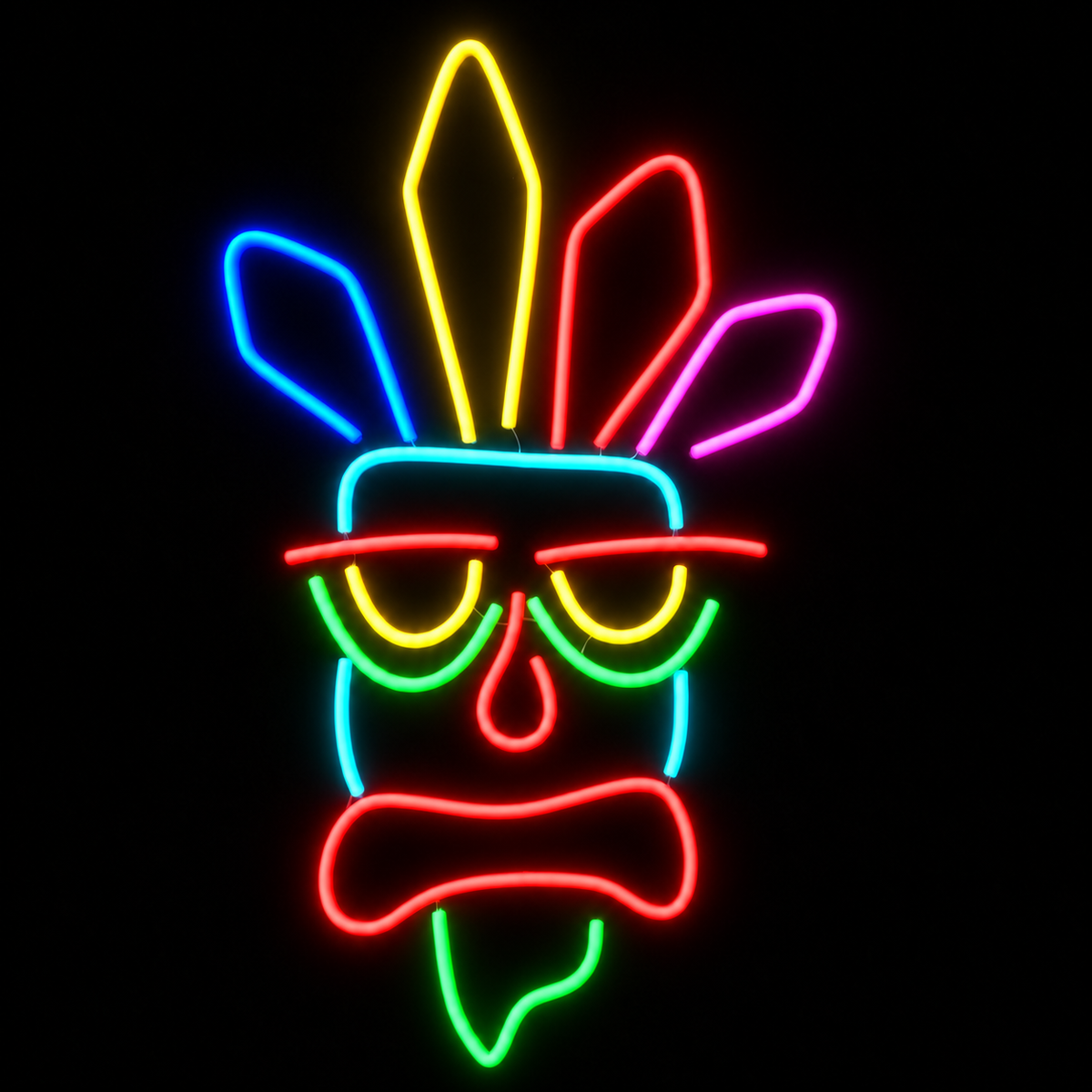 AKA AKA Mask - Crash Bandicoot Inspired Neon lit up