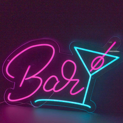 Hot Pink and blue cocktail Glass Neon Bar Sign | Australia | The Neon Lady
