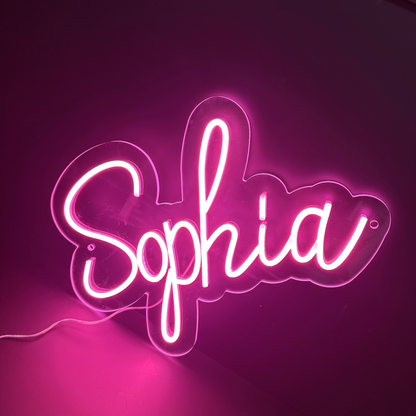 hot pink Sophie neon sign