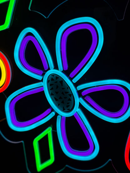 Florist Neon Sign Australia | Bloom Neon Sign | Blue Purple Flower Design
