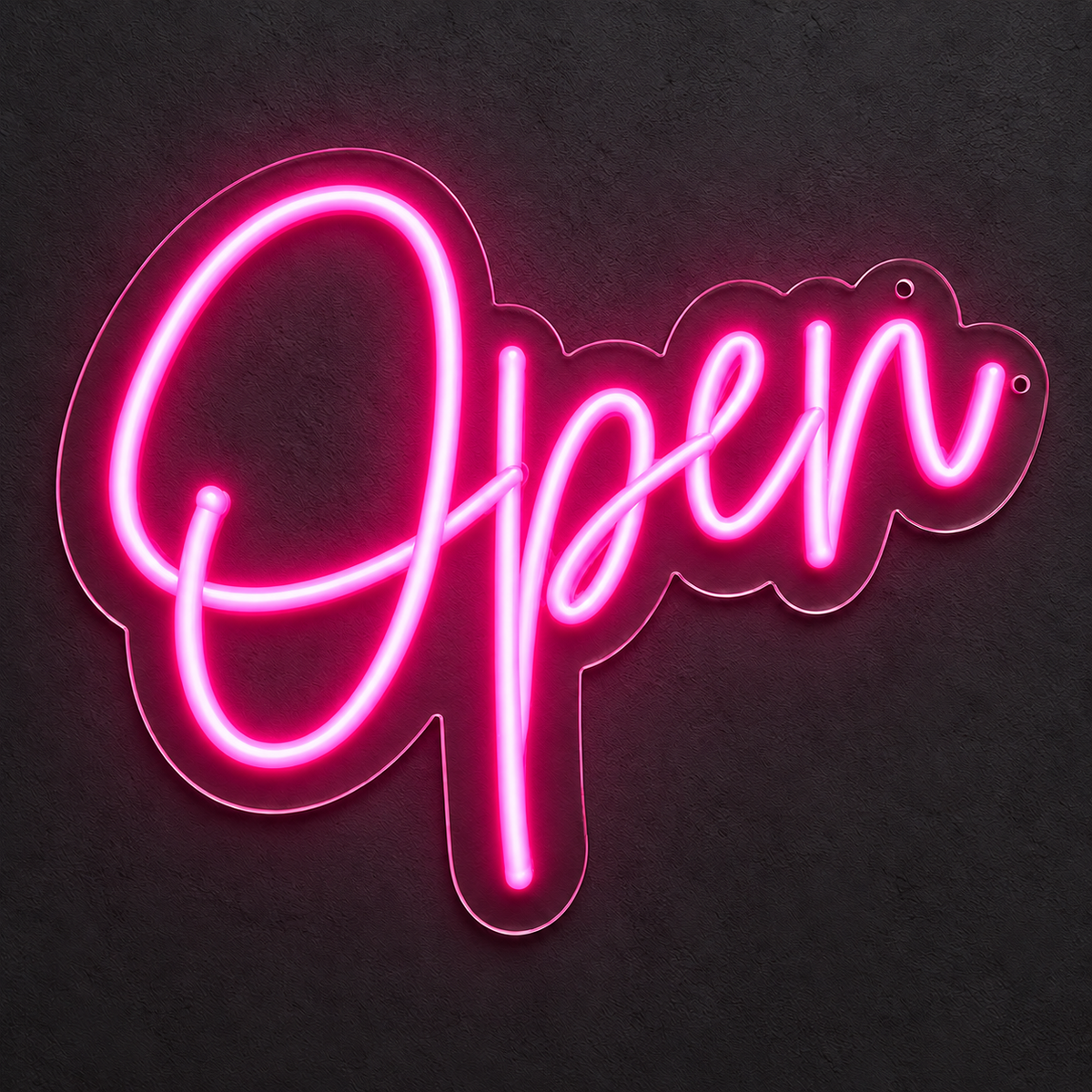 Open Neon Sign - Large lit up