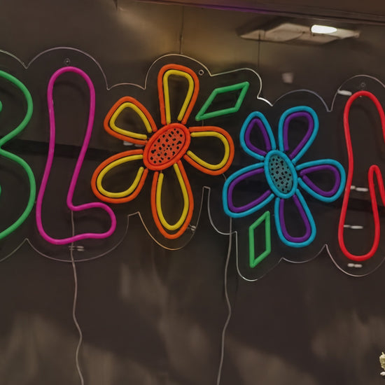 Bloom Florist LED Neon Sign switching on