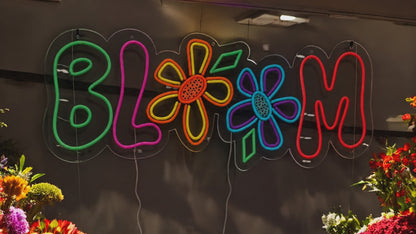 Bloom Florist LED Neon Sign switching on