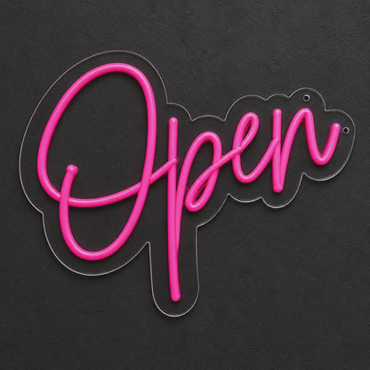 Open Neon Sign - Large switching on