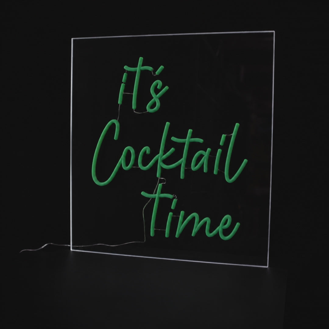It's Cocktail Time - LED Neon Signs switching on