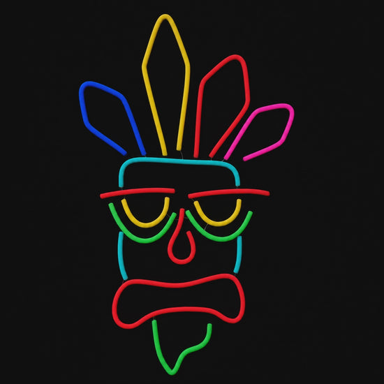 AKA AKA Mask - Crash Bandicoot Inspired Neon switching on