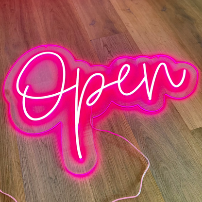 Open Neon Sign Large | Pink Neon Open Sign Sunshine Coast
