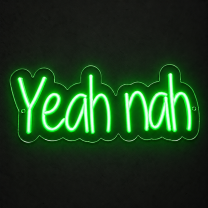 Yeah Nah Neon Sign lit up