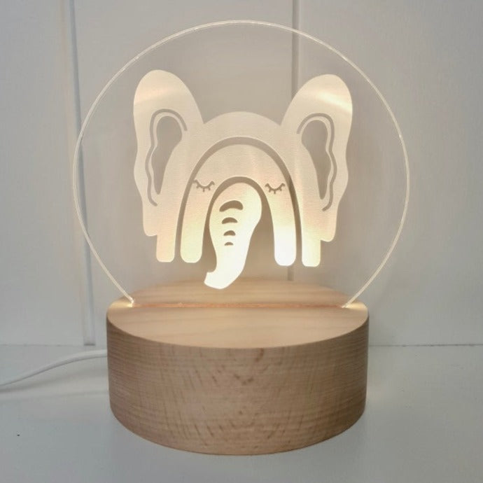 Etched acrylic night loight, boho style, elephant night light, round night light, gifts for kids, gifts for boys